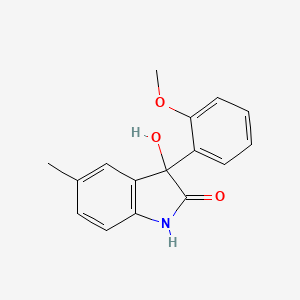 molecular formula C16H15NO3 B8543429 3-hydroxy-3-(2-methoxyphenyl)-5-methyl-1,3-dihydro-2H-indol-2-one 