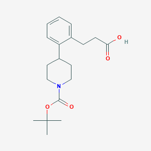 molecular formula C19H27NO4 B8543501 3-(2-(1-(Tert-butoxycarbonyl)piperidin-4-yl)phenyl)propanoic acid CAS No. 170837-83-9