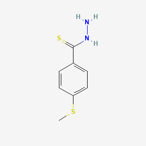 molecular formula C8H10N2S2 B8543575 4-(Methylthio)phenylcarbothioic acid hydrazide 