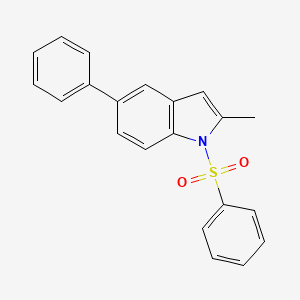 molecular formula C21H17NO2S B8543615 1h-Indole,2-methyl-5-phenyl-1-(phenylsulfonyl)- 