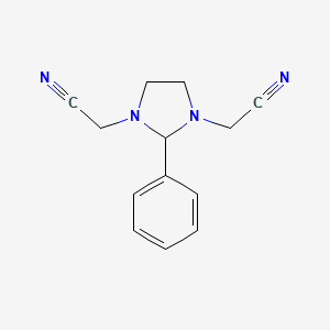 molecular formula C13H14N4 B8543705 1,3-Imidazolidinediacetonitrile, 2-phenyl- 