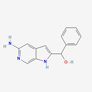 molecular formula C14H13N3O B8543737 1h-Pyrrolo[2,3-c]pyridine-2-methanol,5-amino-a-phenyl- 