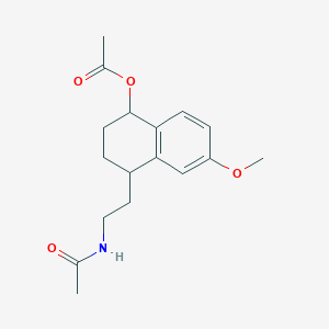 molecular formula C17H23NO4 B8543755 Acetamide, N-[2-[4-(acetyloxy)-1,2,3,4-tetrahydro-7-methoxy-1-naphthalenyl]ethyl]- 