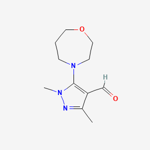 molecular formula C11H17N3O2 B8543895 1,3-Dimethyl-5-(1,4-oxazepan-4-yl)-1h-pyrazole-4-carbaldehyde 
