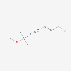 molecular formula C9H13BrO B8544458 1-Bromo-6-methoxy-6-methylhept-2-en-4-yne CAS No. 88832-35-3