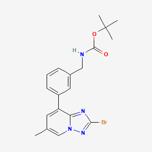 molecular formula C19H21BrN4O2 B8544951 Tert-butyl 3-(2-bromo-6-methyl-[1,2,4]triazolo[1,5-a]pyridin-8-yl)benzylcarbamate 