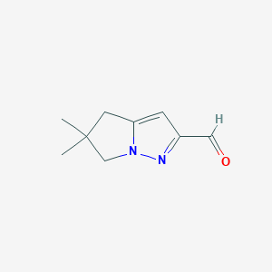 molecular formula C9H12N2O B8544967 5,5-Dimethyl-5,6-dihydro-4H-pyrrolo[1,2-b]pyrazole-2-carbaldehyde 