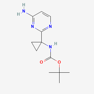 molecular formula C12H18N4O2 B8544972 [1-(4-Amino-pyrimidin-2-yl)-cyclopropyl]-carbamic acid tert-butyl ester 