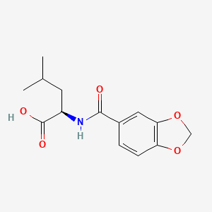 molecular formula C14H17NO5 B8545169 (R)-2-(benzo[d][1,3]dioxole-6-carboxamido)-4-methylpentanoic Acid 