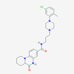 molecular formula C27H34ClN5O2 B8545303 N-(3-(4-(5-chloro-2-methylphenyl)piperazin-1-yl)propyl)-6,6a,7,8,9,10-hexahydro-6-oxo-5H-pyrido[1,2-a]quinoxaline-3-carboxamide 