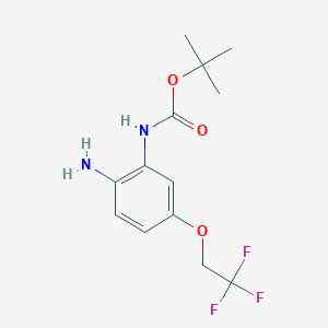 molecular formula C13H17F3N2O3 B8545350 Carbamic acid,[2-amino-5-(2,2,2-trifluoroethoxy)phenyl]-,1,1-dimethylethyl ester 