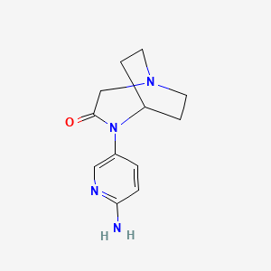 molecular formula C12H16N4O B8545510 4-(6-Aminopyridin-3-yl)-1,4-diazabicyclo[3.2.2]nonan-3-one 