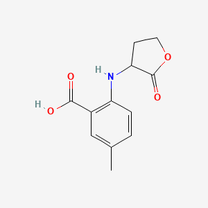 molecular formula C12H13NO4 B8545600 alpha-[(2-Carboxy-4-methylphenyl)amino]-gamma-butyrolactone 