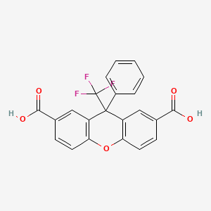 molecular formula C22H13F3O5 B8545610 9H-Xanthene-2,7-dicarboxylic acid, 9-phenyl-9-(trifluoromethyl)- CAS No. 139291-34-2