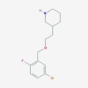 molecular formula C14H19BrFNO B8545729 3-[2-(2-Fluoro-5-bromobenzyloxy)ethyl]piperidine 