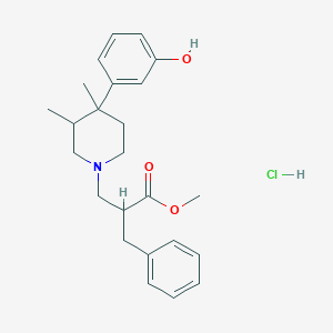 molecular formula C24H32ClNO3 B8545798 4-(3-Hydroxyphenyl)-3,4-dimethyl-alpha-(phenylmethyl)-1-piperidinepropanoic acid methyl ester hydrochloride 