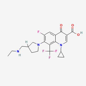 molecular formula C21H23F4N3O3 B8545855 1-Cyclopropyl-6-fluoro-1,4-dihydro-7-(3-ethylaminomethyl-1-pyrrolidinyl)-8-trifluoromethyl-4-oxoquinoline-3-carboxylic acid 