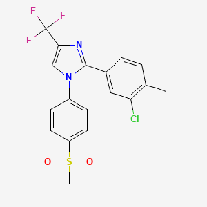 molecular formula C18H14ClF3N2O2S B8546008 1h-Imidazole,2-(3-chloro-4-methylphenyl)-1-[4-(methylsulfonyl)phenyl]-4-(trifluoromethyl)- 