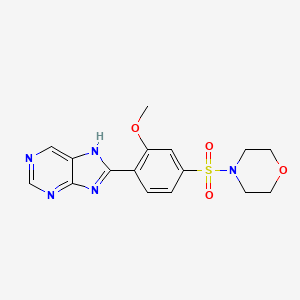 molecular formula C16H17N5O4S B8546330 8-[2-Methoxy-4-(morpholine-4-sulfonyl)phenyl]-7H-purine CAS No. 89469-20-5