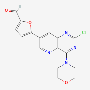 molecular formula C16H13ClN4O3 B8546594 5-(2-Chloro-4-morpholinopyrido[3,2-d]pyrimidin-7-yl)furan-2-carbaldehyde 