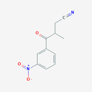 molecular formula C11H10N2O3 B8546731 3-(m-Nitrobenzoyl)butyronitrile 