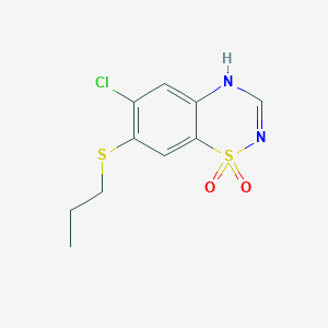 molecular formula C10H11ClN2O2S2 B8547085 6-Chloro-7-(propylsulfanyl)-1lambda~6~,2,4-benzothiadiazine-1,1(4H)-dione CAS No. 50680-34-7