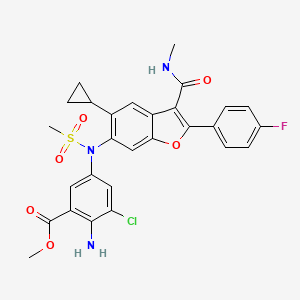 molecular formula C28H25ClFN3O6S B8547097 methyl 2-amino-3-chloro-5-{N-[5-cyclopropyl-2-(4-fluorophenyl)-3-(methylcarbamoyl)-1-benzofuran-6-yl]methanesulfonamido}benzoate 