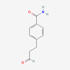 molecular formula C10H11NO2 B8547101 4-(2-Formylethyl)benzamide 
