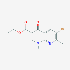 molecular formula C12H11BrN2O3 B8547280 Ethyl 6-bromo-4-hydroxy-7-methyl-1,8-naphthyridine-3-carboxylate 
