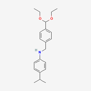 molecular formula C21H29NO2 B8547478 Benzenemethanamine,4-(diethoxymethyl)-n-[4-(1-methylethyl)phenyl]- 