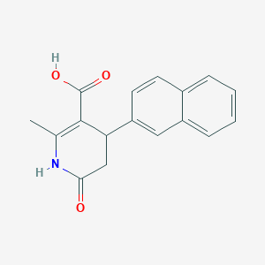 molecular formula C17H15NO3 B8547646 2-Methyl-4-(2-naphthalenyl)-6-oxo-1,4,5,6-tetrahydro-3-pyridinecarboxylic acid 