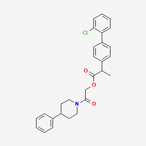 molecular formula C28H28ClNO3 B8547685 2-(4-Phenylpiperidino)-2-oxoethyl-2-(2'-chloro-4-biphenylyl)propionate CAS No. 87359-08-8