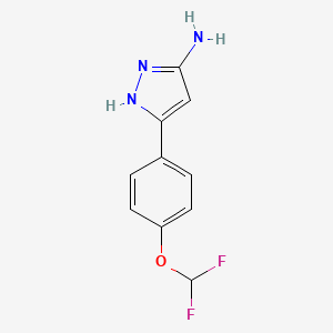 molecular formula C10H9F2N3O B8548112 5-(4-Difluoromethoxy-phenyl)-2H-pyrazol-3-ylamine 