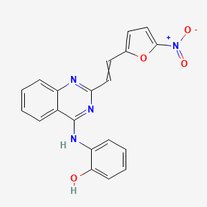 molecular formula C20H14N4O4 B8548168 2-({2-[2-(5-Nitrofuran-2-yl)ethenyl]quinazolin-4-yl}amino)phenol CAS No. 60452-43-9