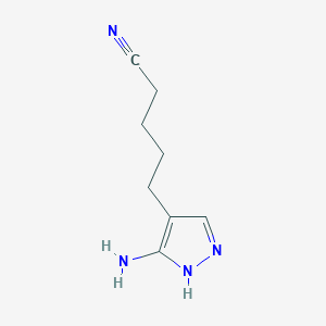 molecular formula C8H12N4 B8548242 5-(5-Amino-1H-pyrazol-4-YL)-pentanenitrile 