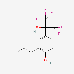 molecular formula C12H12F6O2 B8548251 2-(4-Hydroxy-3-propylphenyl)-1,1,1,3,3,3-hexafluoro-2-propanol 