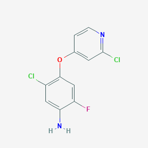 molecular formula C11H7Cl2FN2O B8548279 5-Chloro-4-(2-chloropyridin-4-yloxy)-2-fluorobenzenamine 