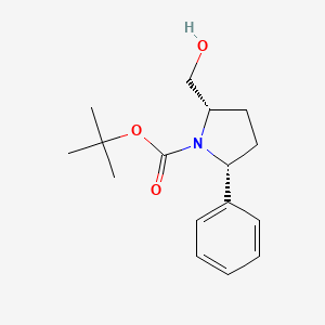 molecular formula C16H23NO3 B8548304 1-Pyrrolidinecarboxylic acid, 2-(hydroxymethyl)-5-phenyl-, 1,1-dimethylethyl ester, (2S,5R)- CAS No. 317357-84-9