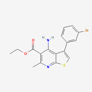 molecular formula C17H15BrN2O2S B8548317 Ethyl 4-amino-3-(3-bromophenyl)-6-methylthieno[2,3-b]pyridine-5-carboxylate 