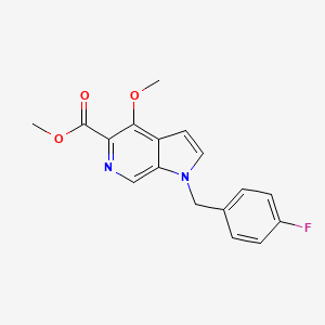 molecular formula C17H15FN2O3 B8548515 1h-Pyrrolo[2,3-c]pyridine-5-carboxylic acid,1-[(4-fluorophenyl)methyl]-4-methoxy-,methyl ester 