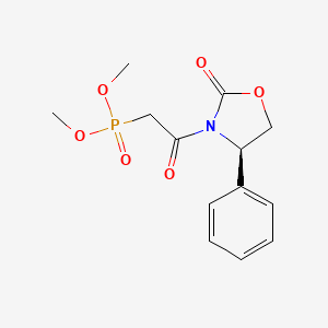 molecular formula C13H16NO6P B8548558 (R)-Dimethyl [2-oxo-2-(2-oxo-4-phenyloxazolidin-3-yl)ethyl]phosphonate 