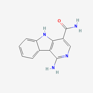 molecular formula C12H10N4O B8548679 1-amino-5H-pyrido[4,3-b]indole-4-carboxamide 