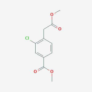 molecular formula C11H11ClO4 B8548894 Methyl 3-chloro-4-(2-methoxy-2-oxoethyl)benzoate 