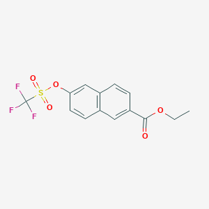 molecular formula C14H11F3O5S B8548966 Ethyl 6-(((trifluoromethyl)sulfonyl)oxy)-2-naphthoate 