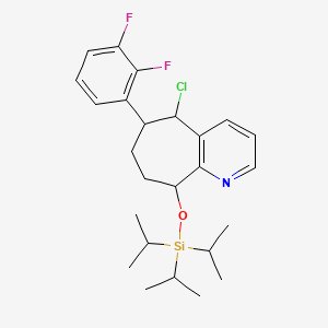 molecular formula C25H34ClF2NOSi B8549016 5H-Cyclohepta[b]pyridine, 5-chloro-6-(2,3-difluorophenyl)-6,7,8,9-tetrahydro-9-[[tris(1-methylethyl)silyl]oxy]-, (5R,6S,9R)- 