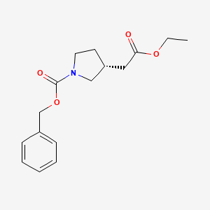 molecular formula C16H21NO4 B8549120 (R)-benzyl 3-(2-ethoxy-2-oxoethyl)pyrrolidine-1-carboxylate 
