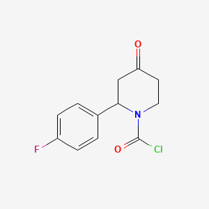 molecular formula C12H11ClFNO2 B8549162 2-(4-Fluorophenyl)-4-oxopiperidine-1-carbonyl chloride 