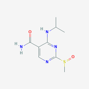 molecular formula C9H14N4O2S B8549175 4-(Isopropylamino)-2-(methylsulfinyl)pyrimidine-5-carboxamide 