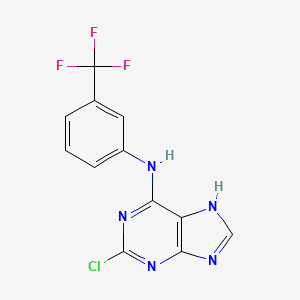 molecular formula C12H7ClF3N5 B8549318 2-Chloro-6-(3-trifluoromethyl-phenyl-amino)-purine 