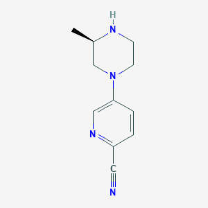 molecular formula C11H14N4 B8549344 5-[(3R)-3-methylpiperazin-1-yl]pyridine-2-carbonitrile 
